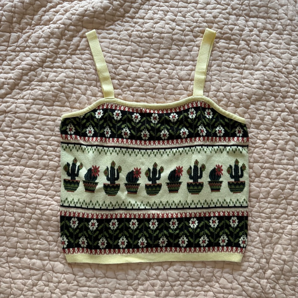 Anthro Pilcro Cactus Patterned Knit Tank Top